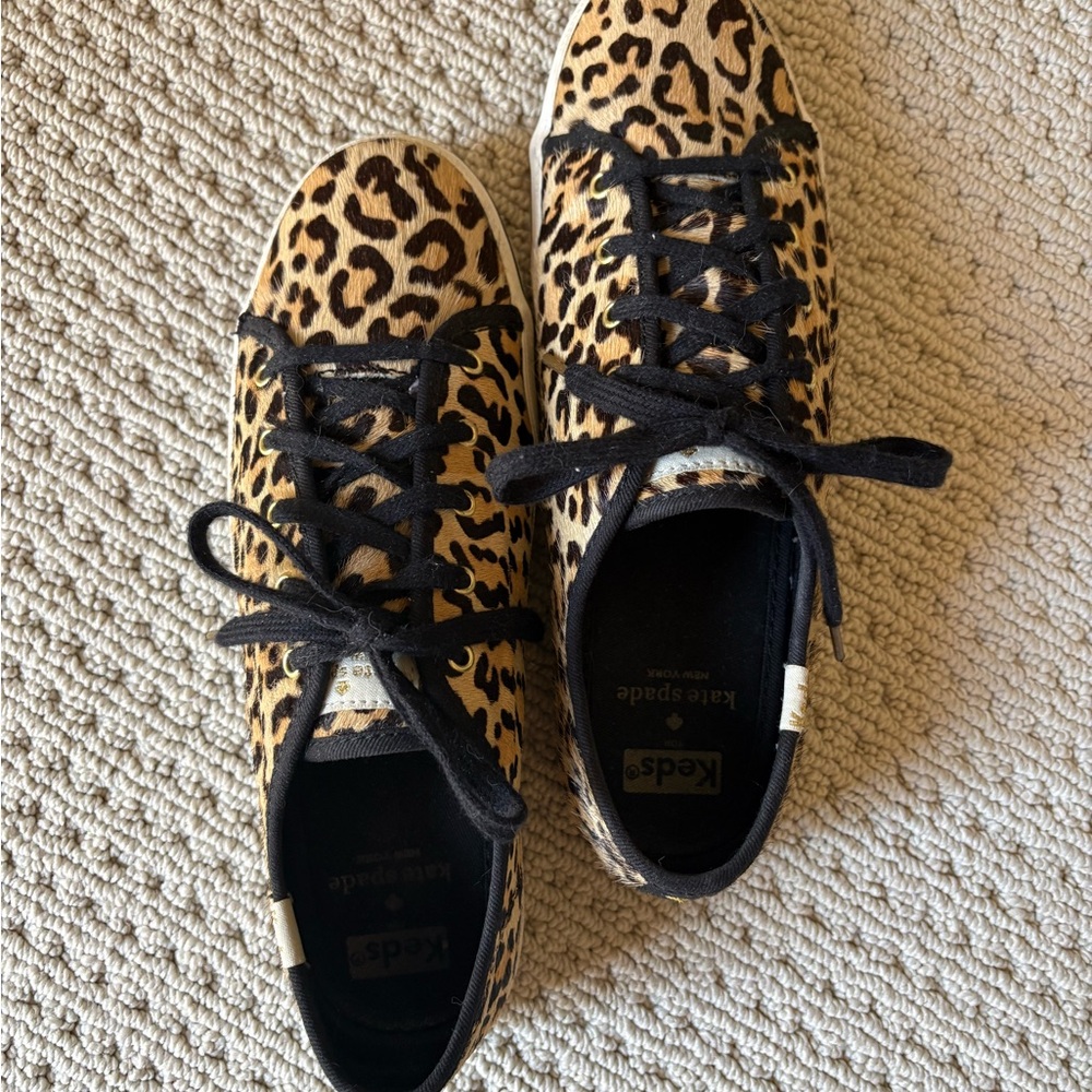 kate spade Leopard Print Lace-Up Sneakers - Black, Tan